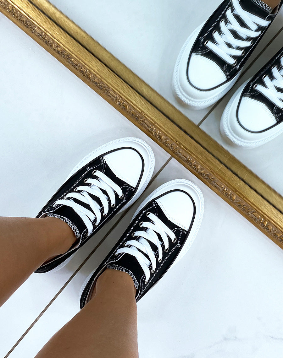 Baskets noires à plateforme blanche