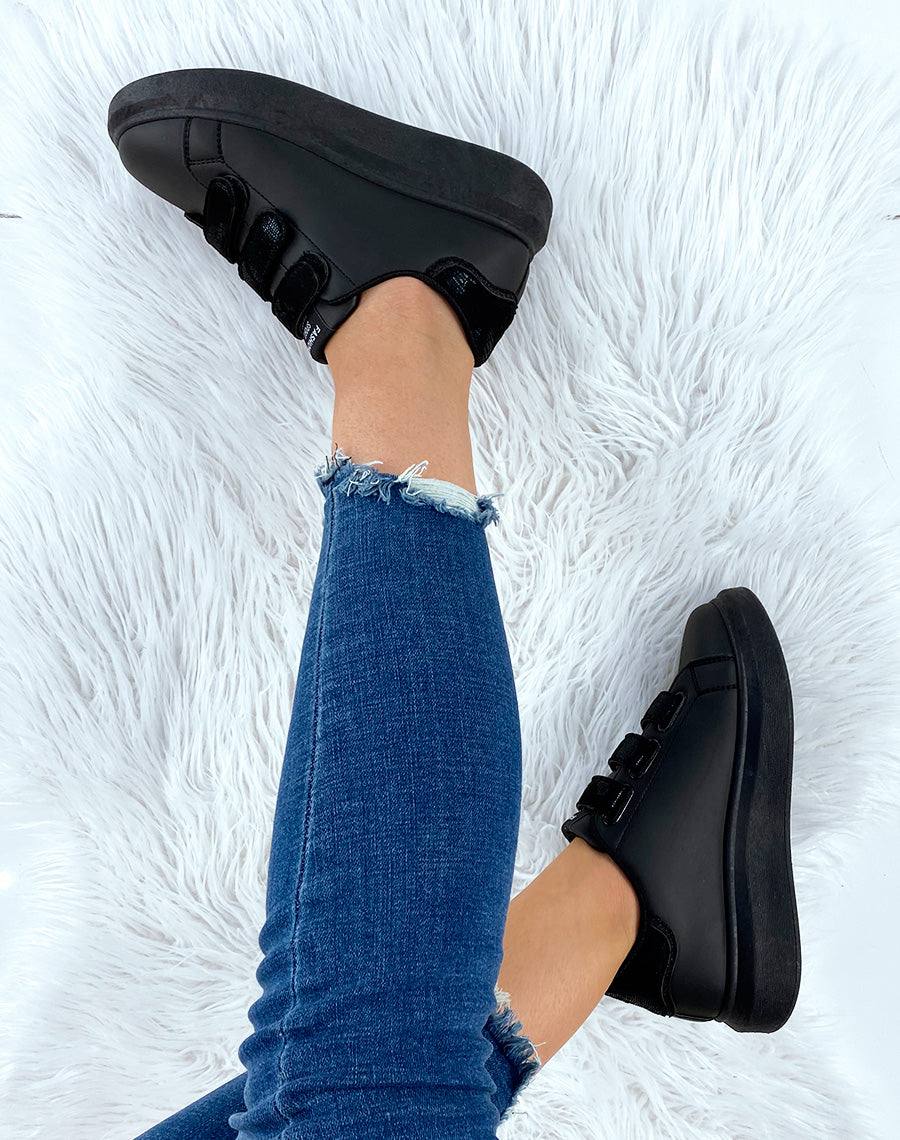 Baskets noires à scratch noirs métallisés