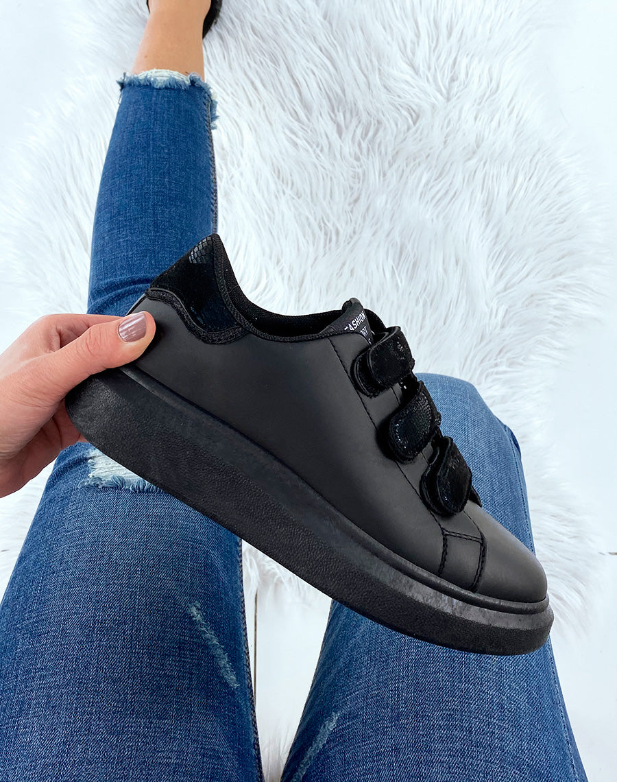 Baskets noires à scratch noirs métallisés