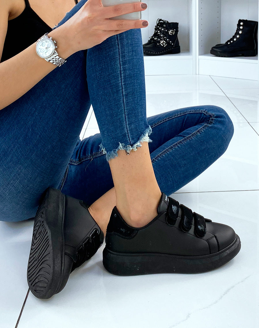 Baskets noires à scratch noirs métallisés