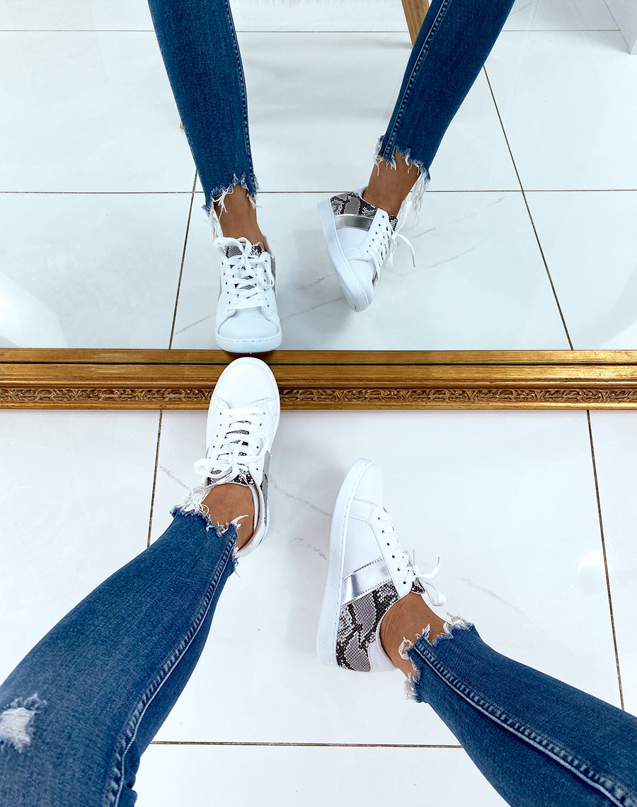 Baskets plates blanches et à motif serpent