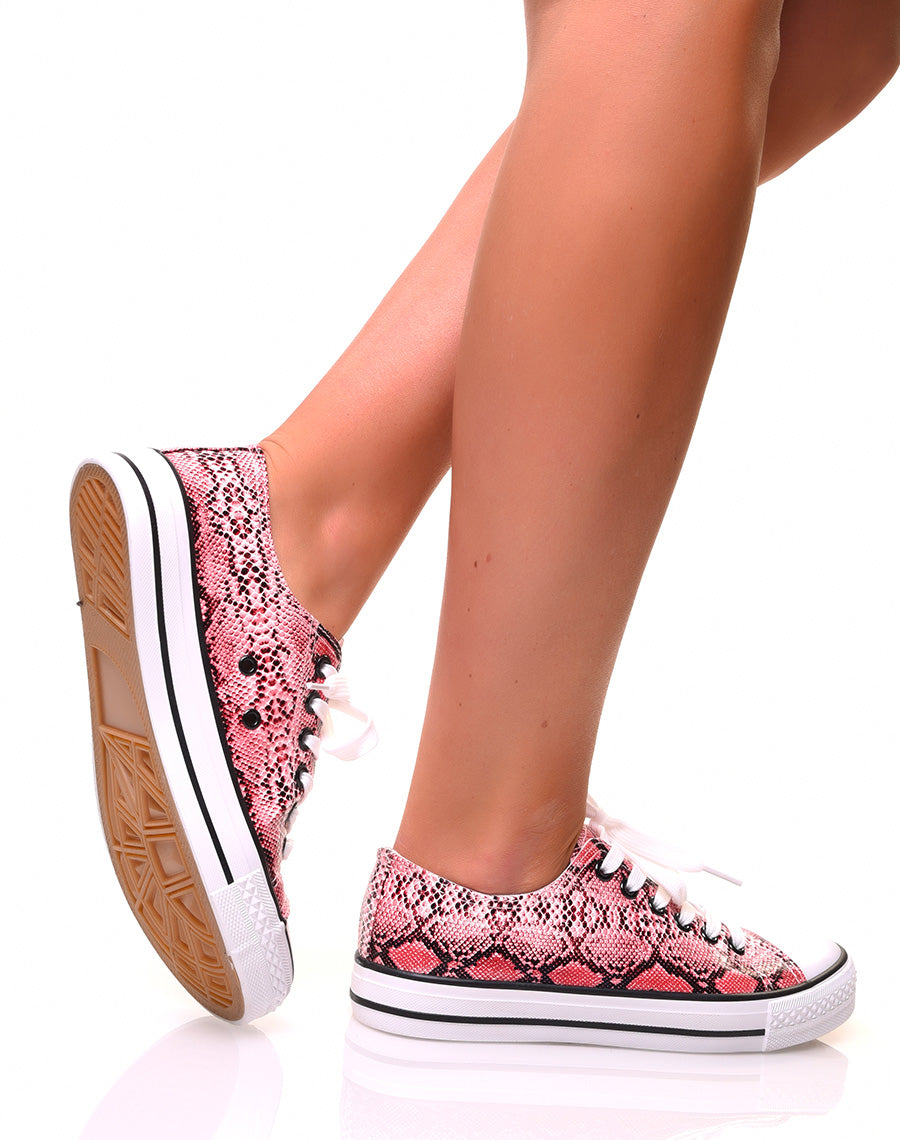 Baskets vernies python rose