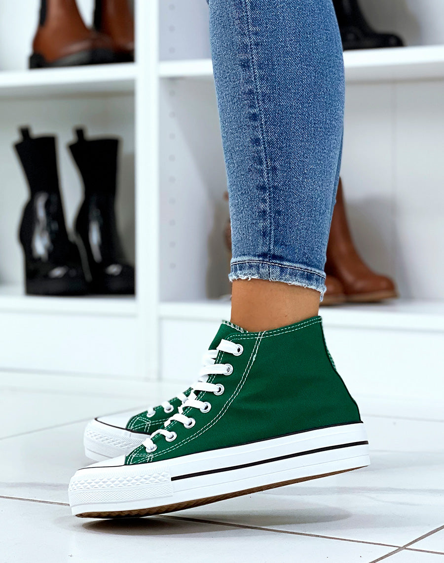 Baskets vertes en toile montantes