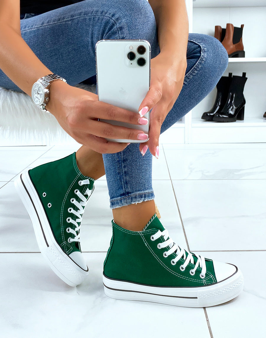 Baskets vertes en toile montantes