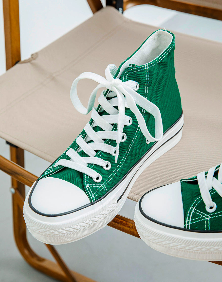 Baskets vertes en toile montantes