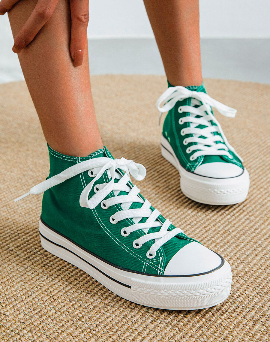 Baskets vertes en toile montantes