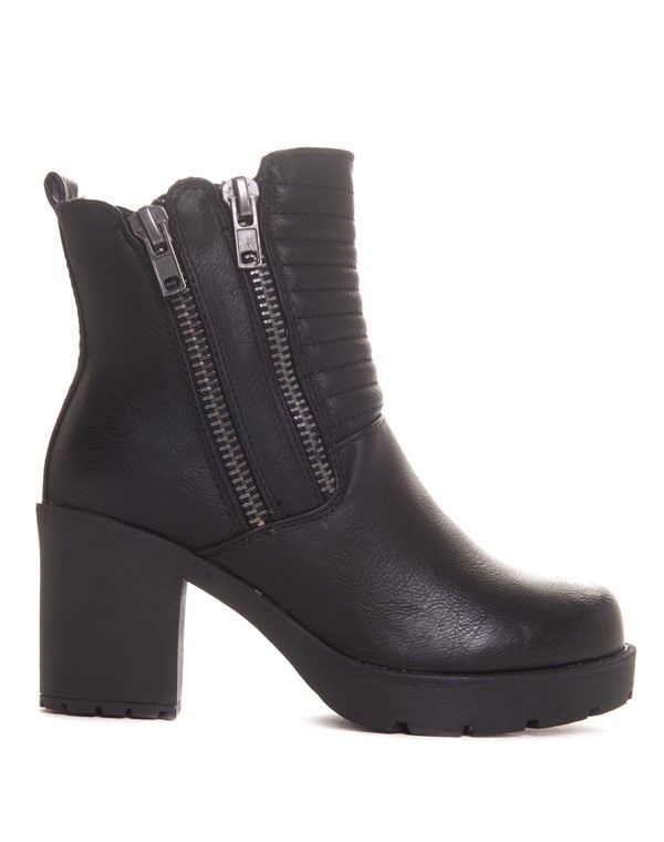 Boots au talon épais et empiècement de matière