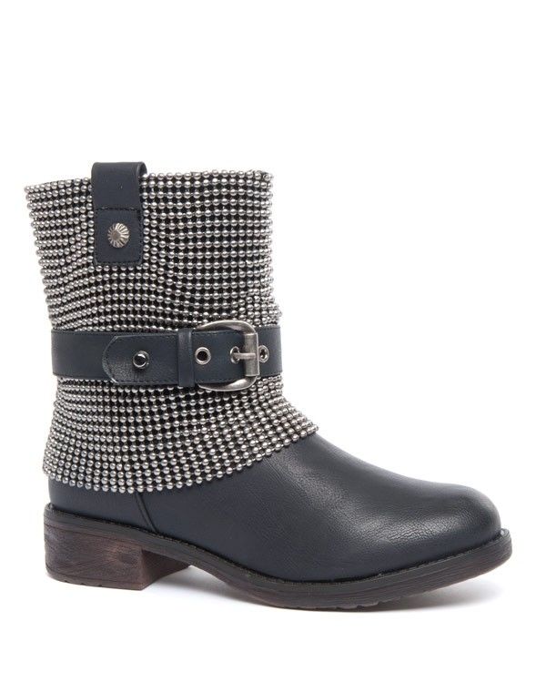 Botte émail argenté et ceinture décorative Sinly noir