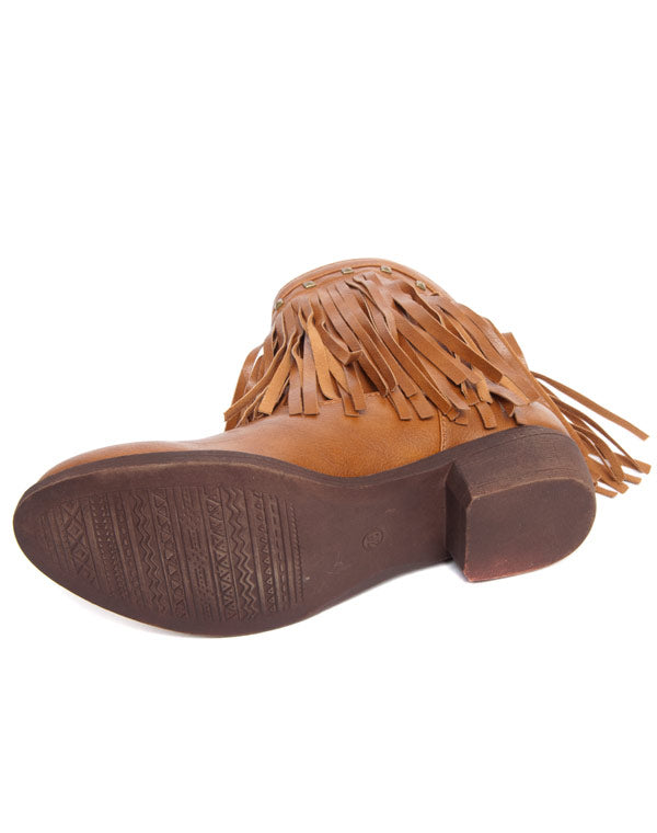 Bottes ethniques à franges et clous Ideal camel