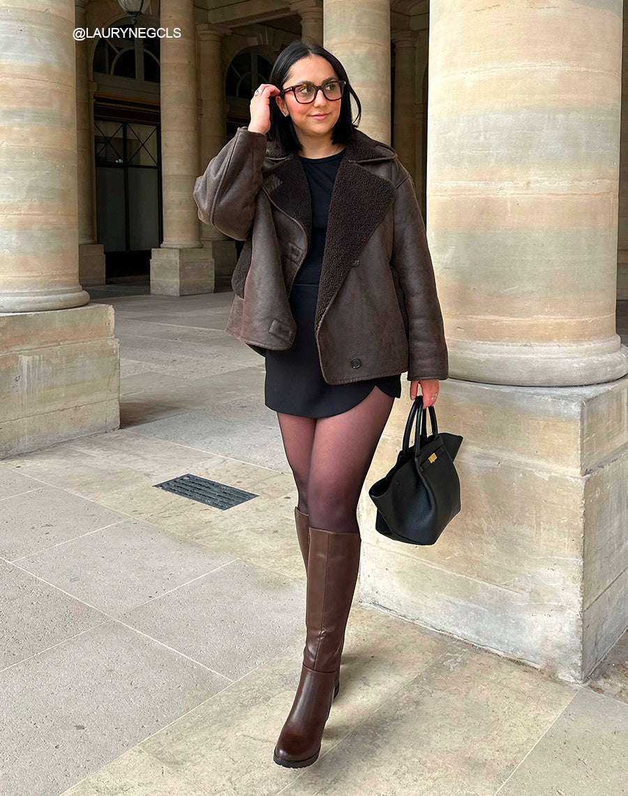 Bottes femme marron chocolat à talon et semelle crantée