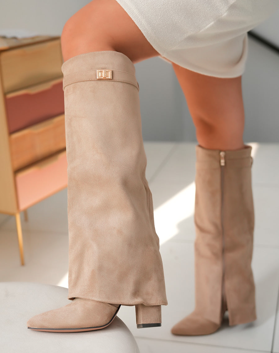 Bottes Femme Taupe en Suédine