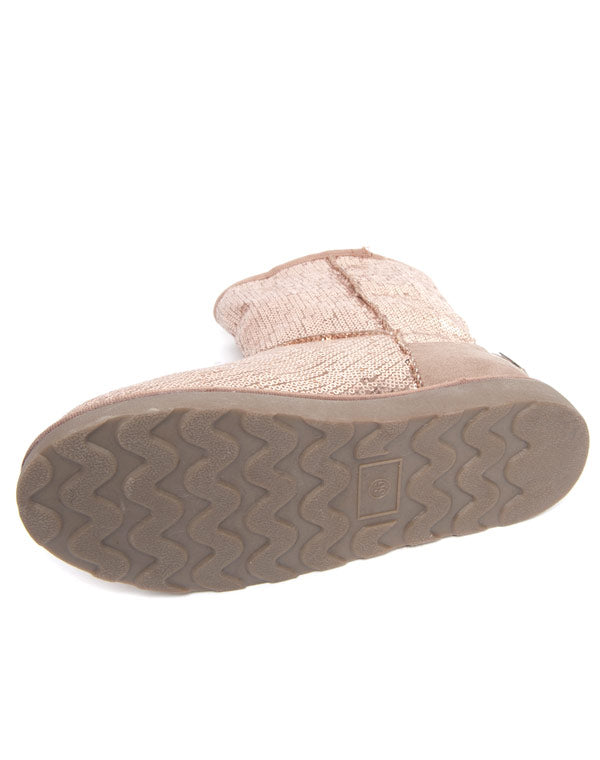 Bottes fourrure et sequins brillants Ideal kaki (cuivré)