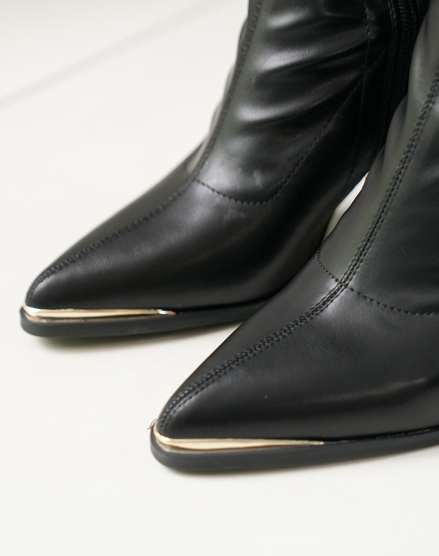 Bottes Hautes Effet Chaussette avec Détail Argenté - L'Élégance Redéfinie