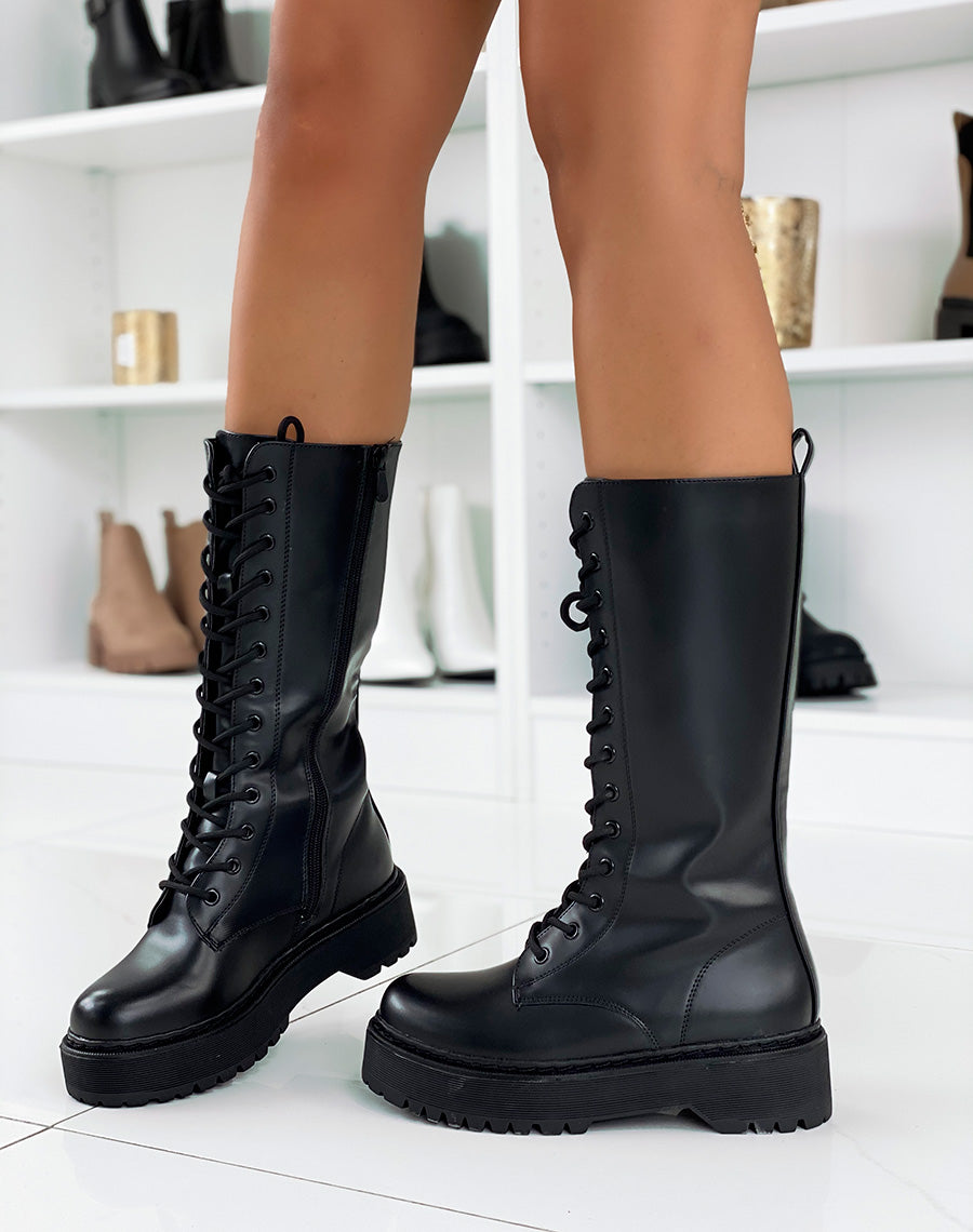 Bottes hautes noir mat