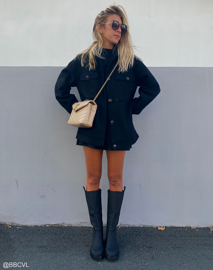 Bottes hautes noires gommées