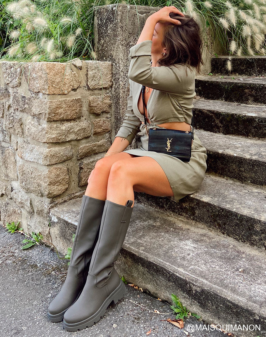 Bottes hautes vert kaki gommées