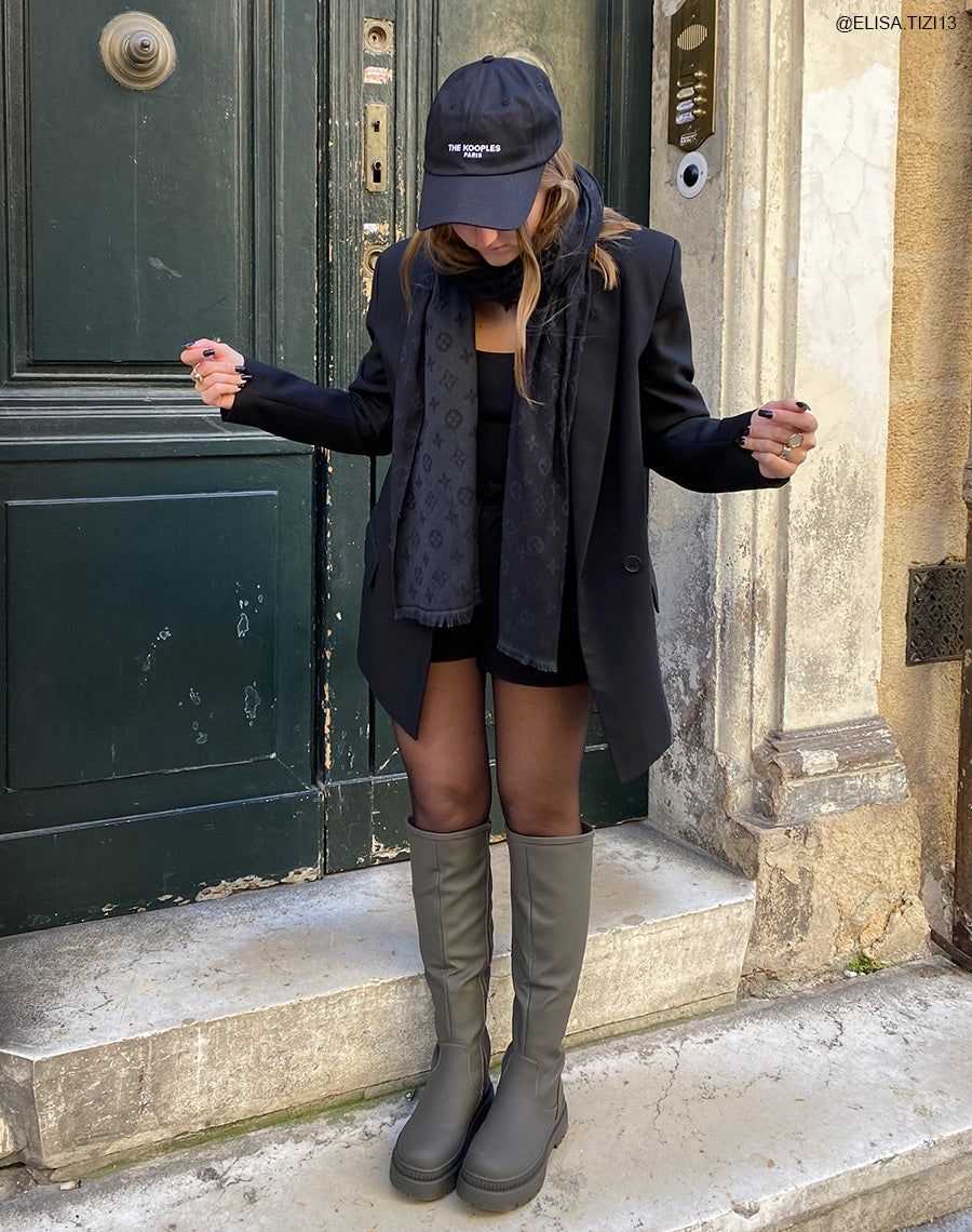 Bottes kaki gommées à semelle crantée