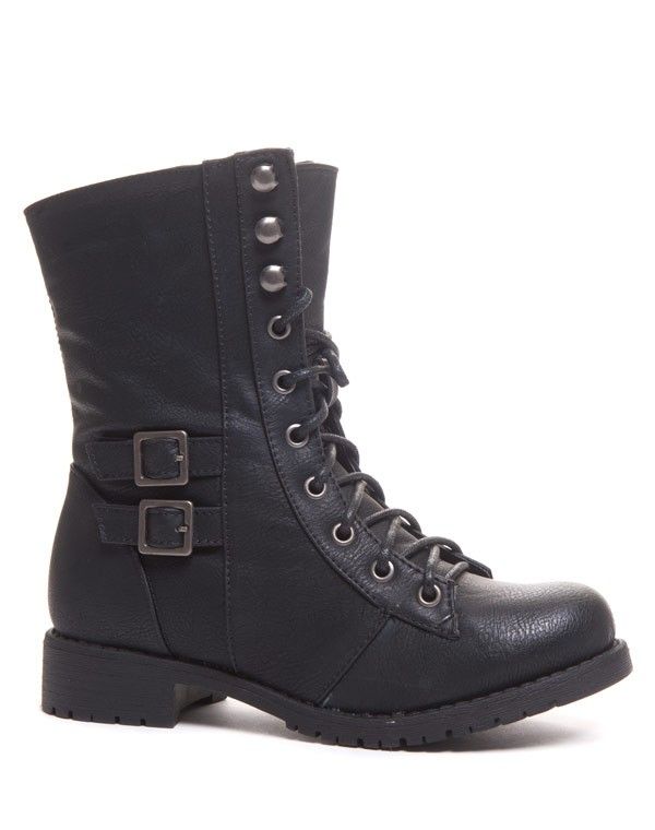 Bottes motardes à lacets noires
