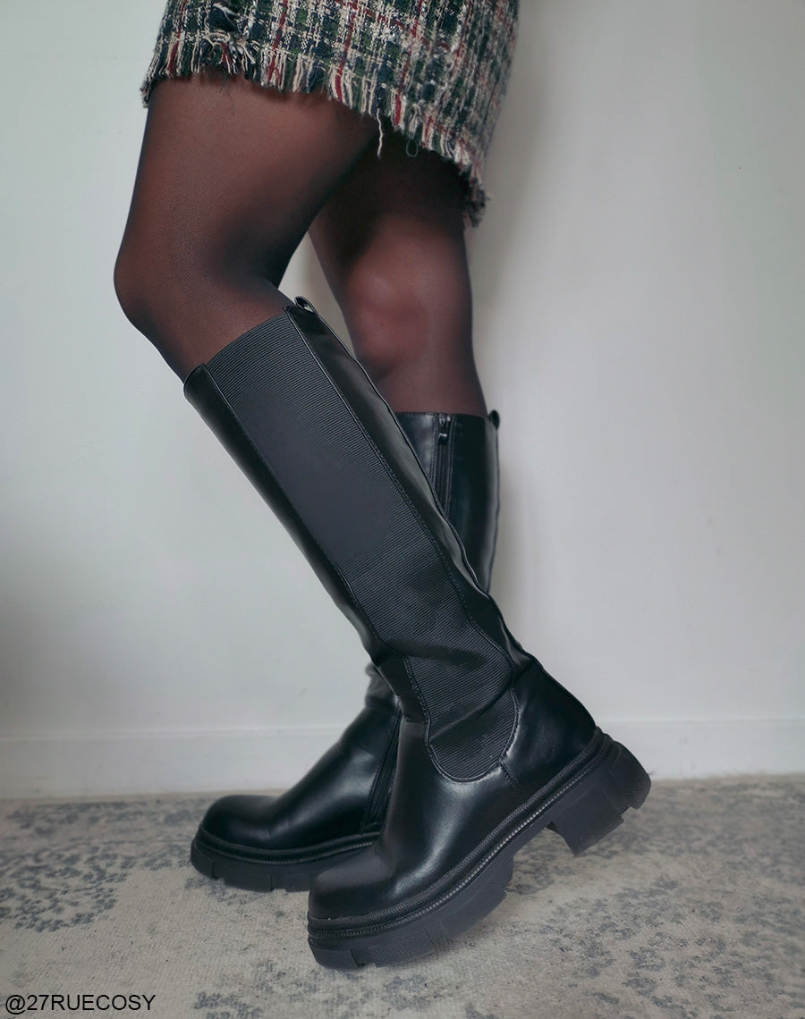 Bottes noires à bi-matières