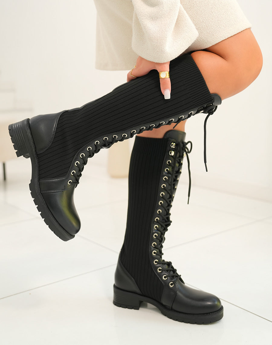 Bottes noires effet chaussette