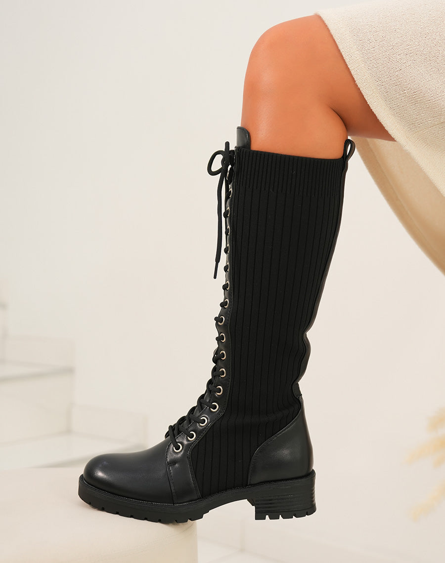 Bottes noires effet chaussette