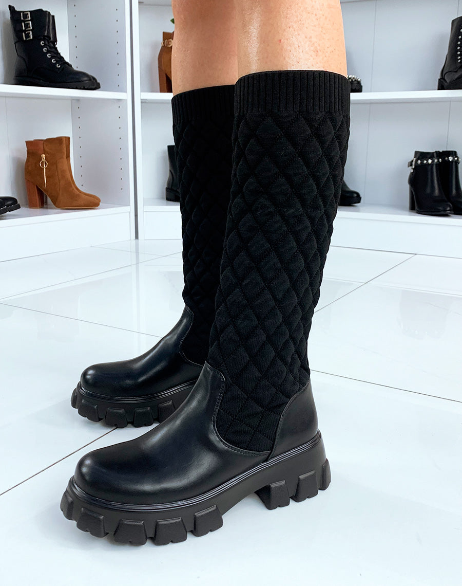 Bottes noires effet matelassé