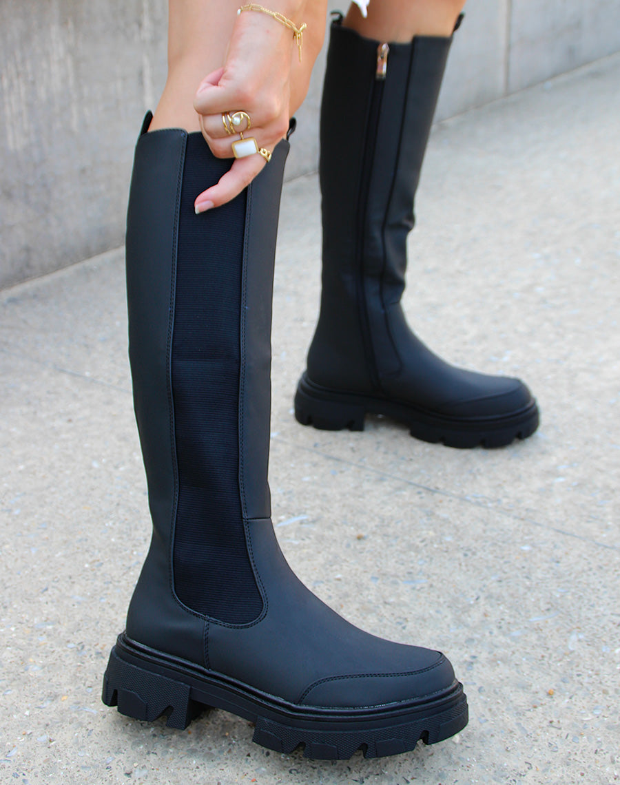 Bottes noires style chelsea effet imperméable