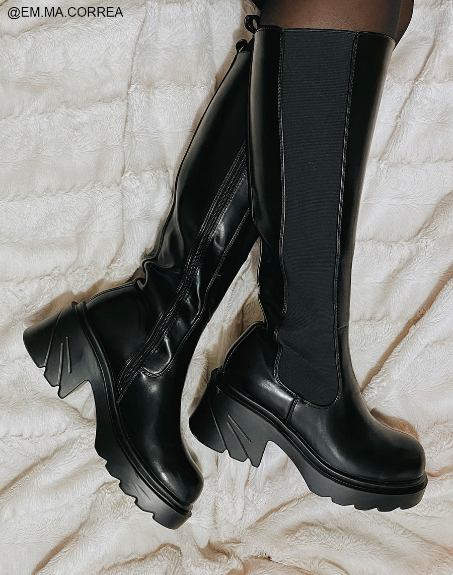 Bottes noires style chelsea à talon épais