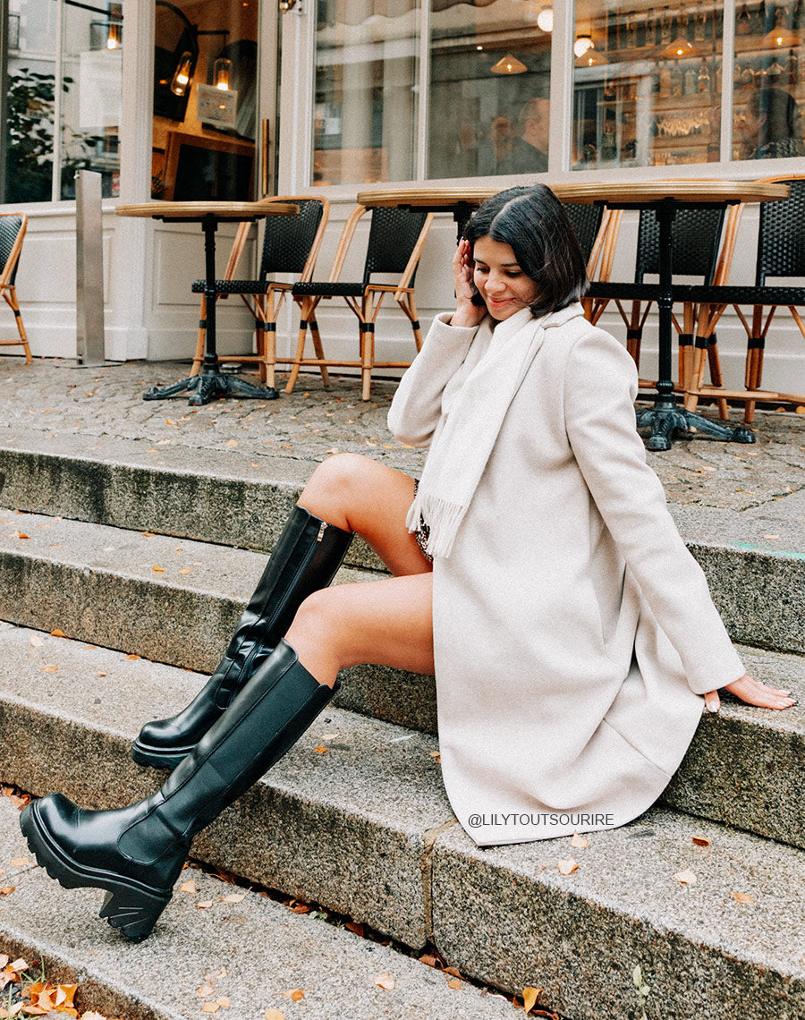 Bottes noires style chelsea à talon épais