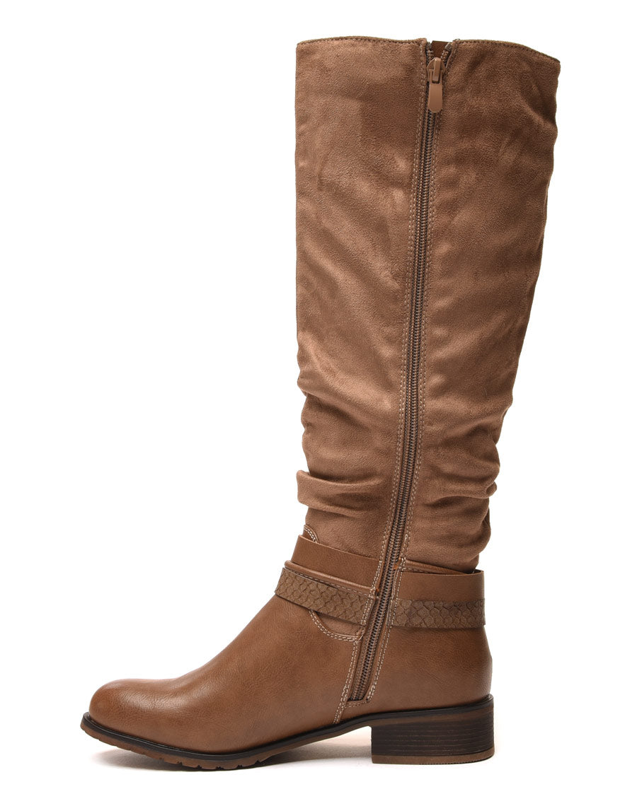 Bottes plates bi matières taupes