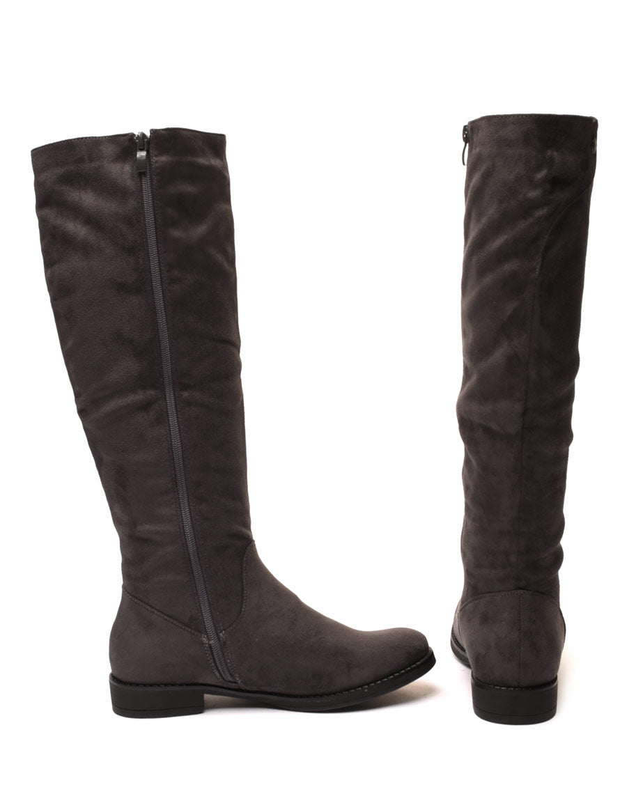 Bottes plates grises en suédine