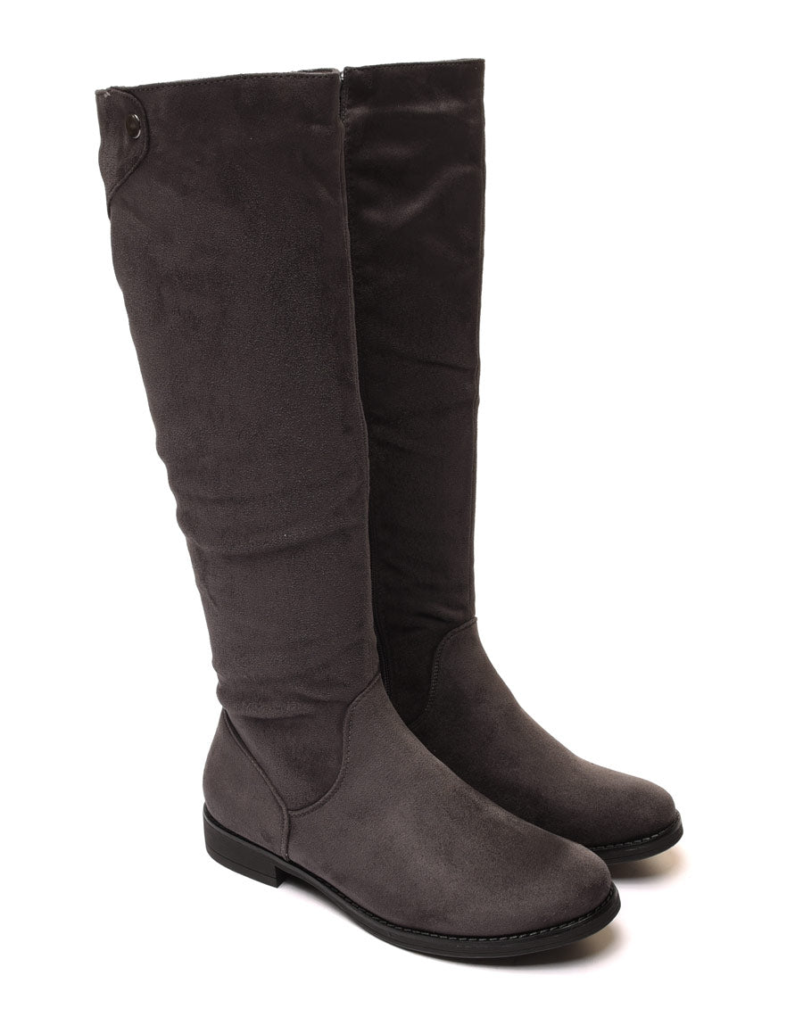 Bottes plates grises en suédine