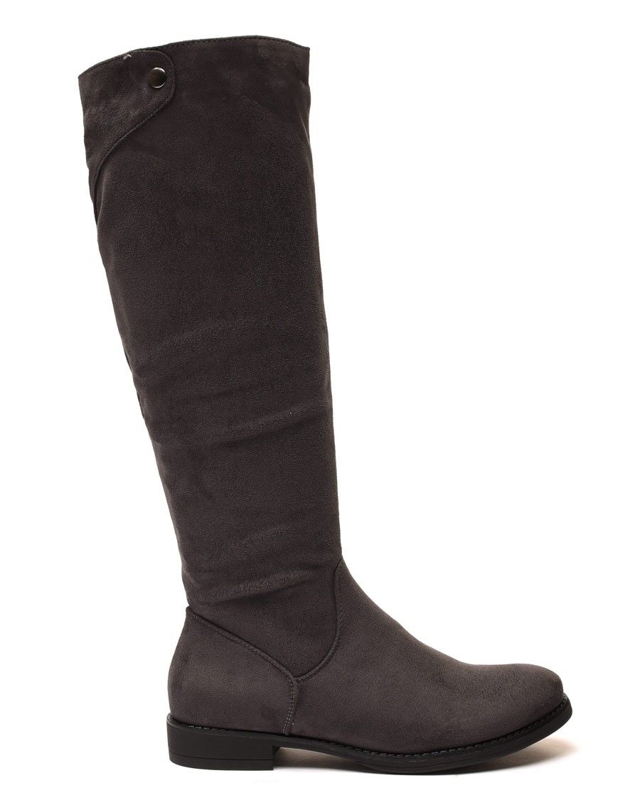 Bottes plates grises en suédine