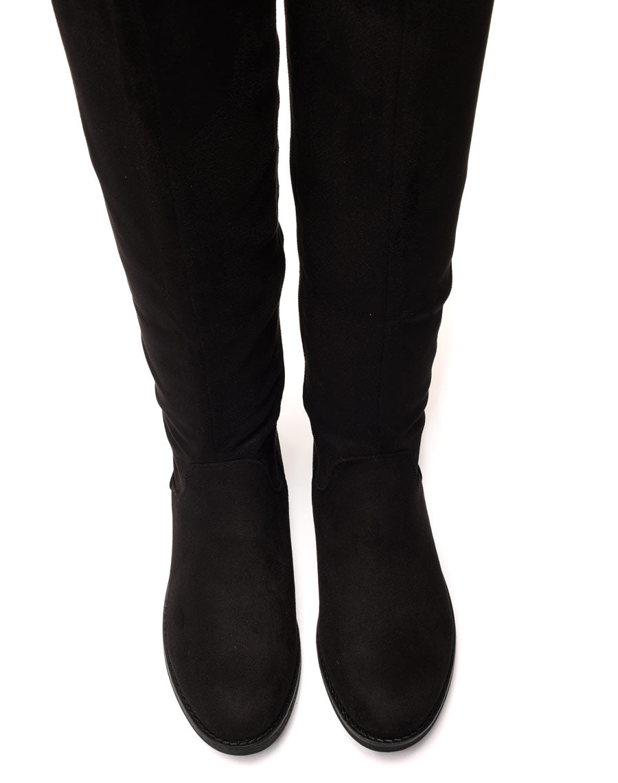 Bottes plates noires en suédine