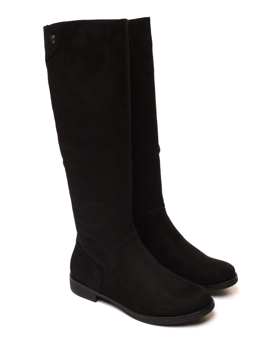 Bottes plates noires en suédine
