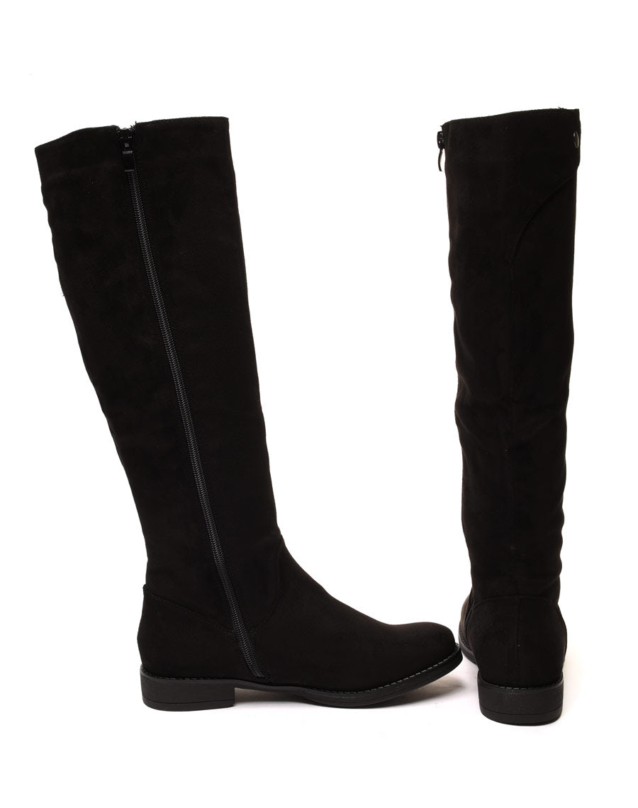 Bottes plates noires en suédine