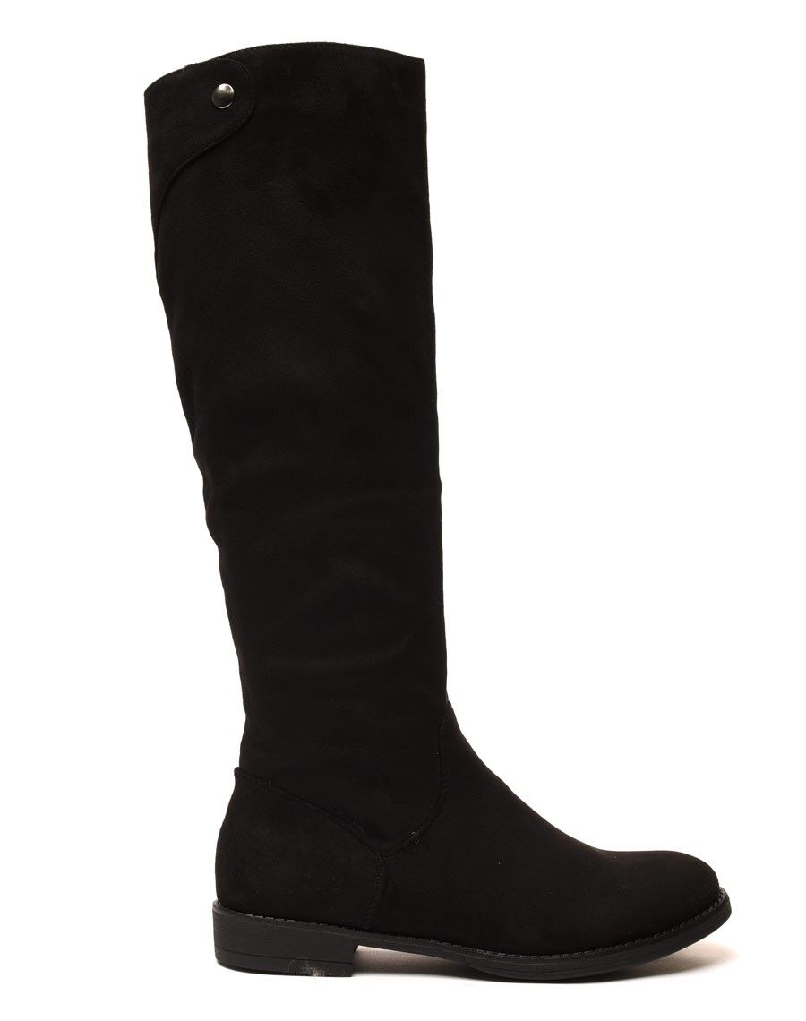 Bottes plates noires en suédine