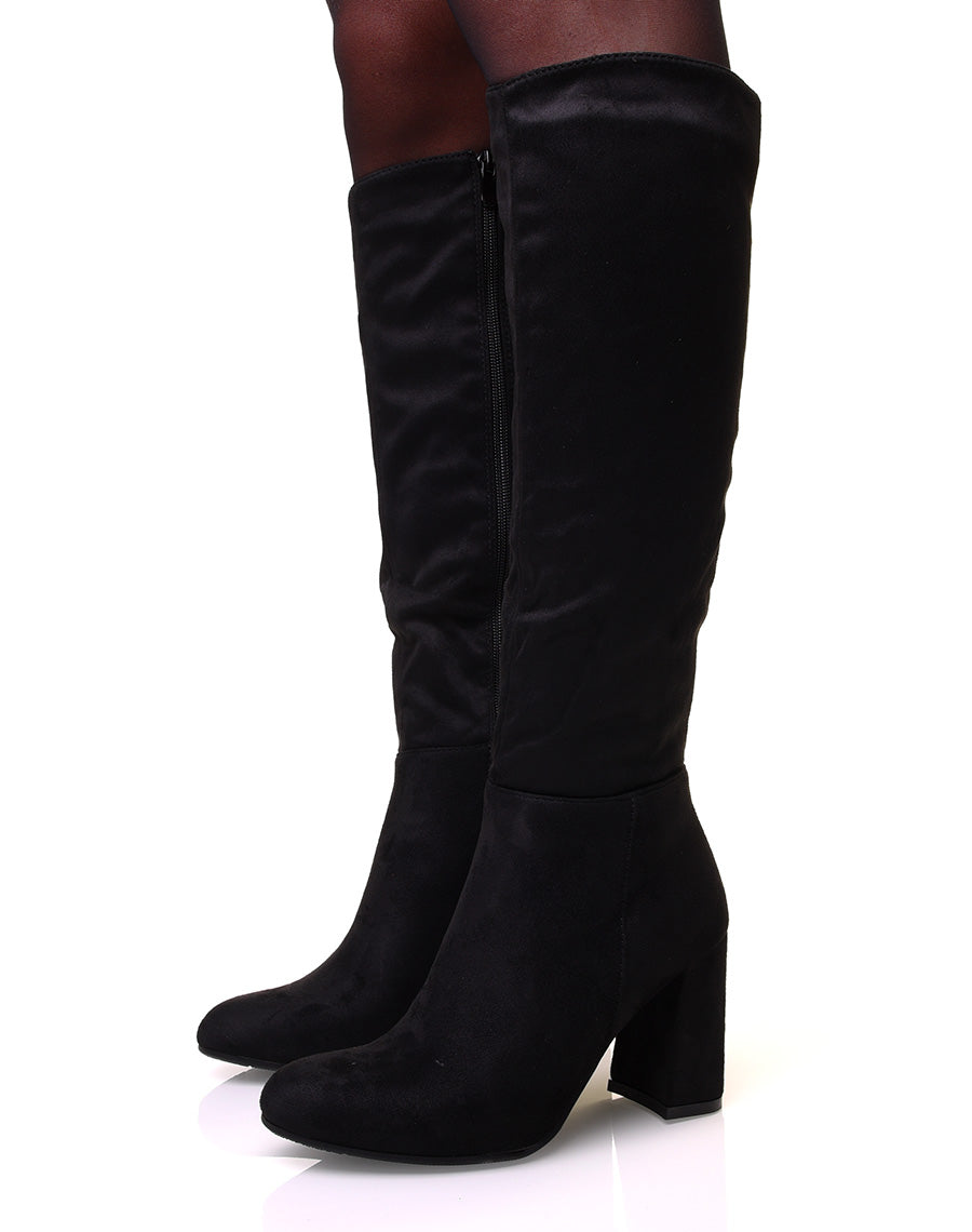 Bottes à talon en suédine noires