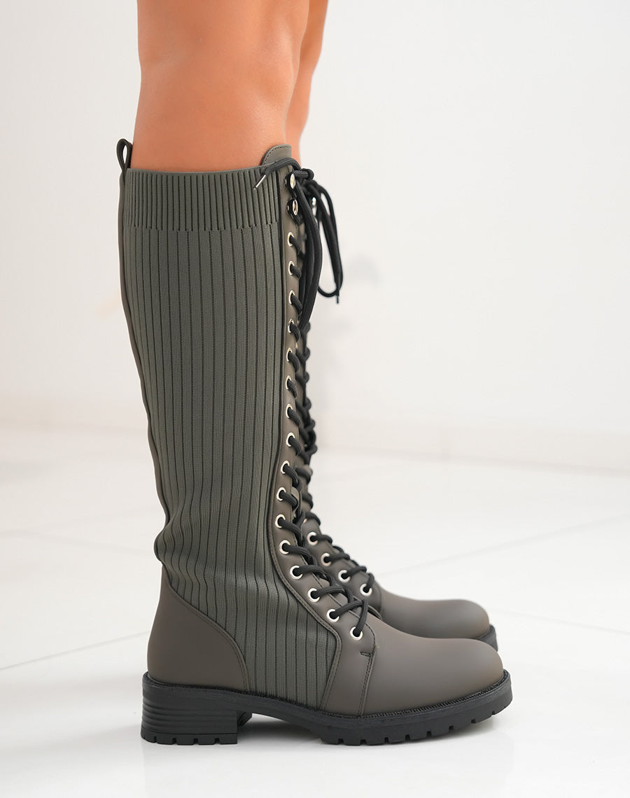 Bottes vert kaki effet chaussette