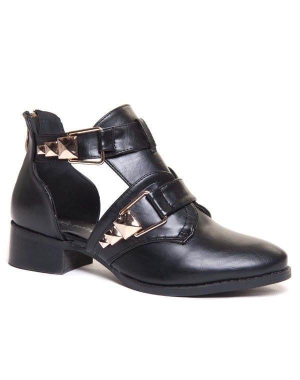 Bottine ajourée avec détails dorés et superposition de matière