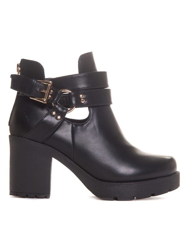 Bottine ajourée avec talon épais et plateforme