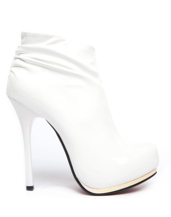 Bottine blanche Jennika semelle rouge et zip doré