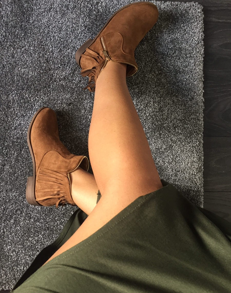 Bottine camel avec franges