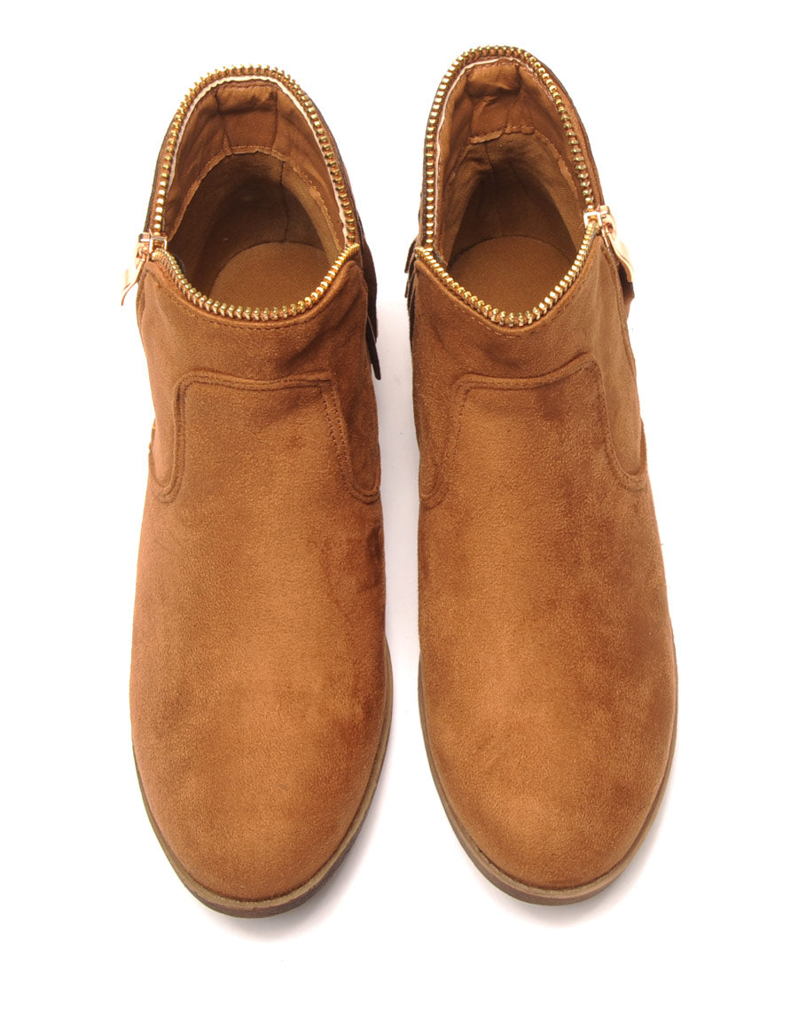 Bottine camel avec franges