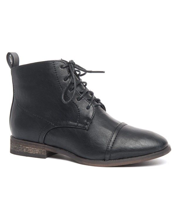 Bottine cavalière Ideal noir à lacets talon court