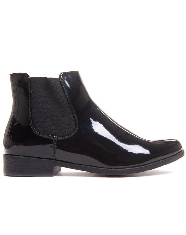 Bottine chelsea noire vernie