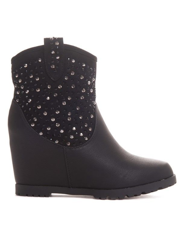Bottine compensée avec strass