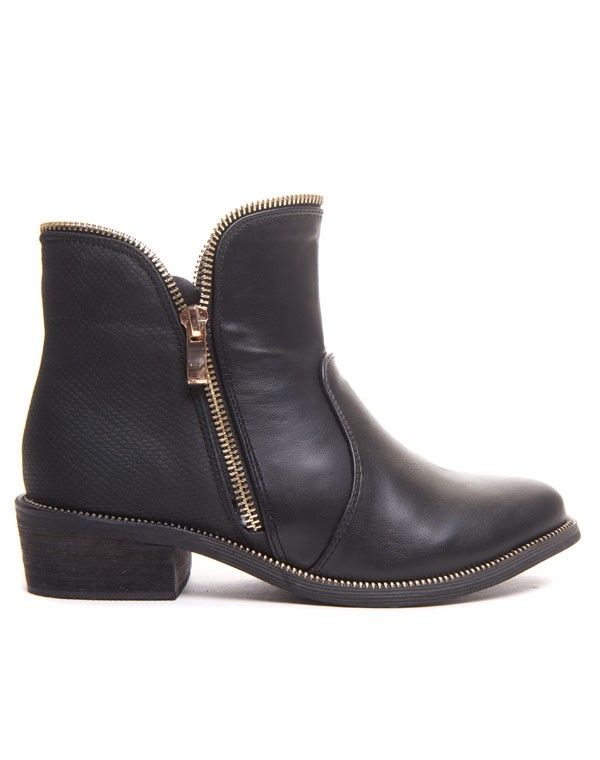 Bottine noire avec fermeture dorée