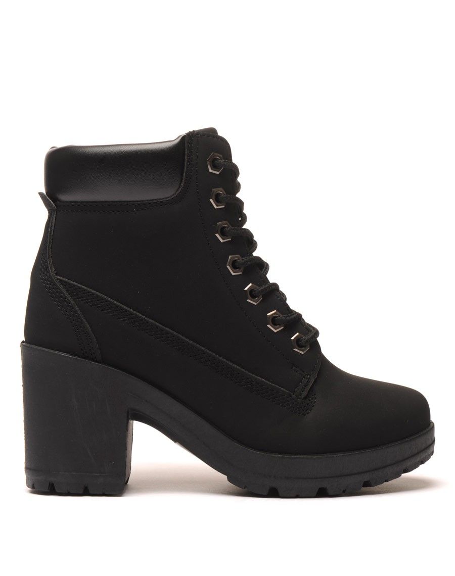 Bottine noire à talon avec lacets