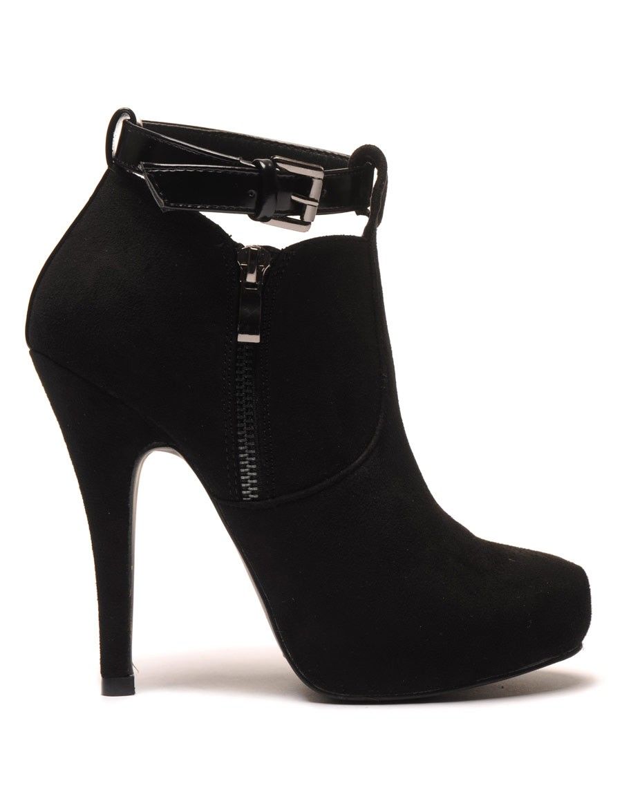 Bottine noire à talon avec plateforme